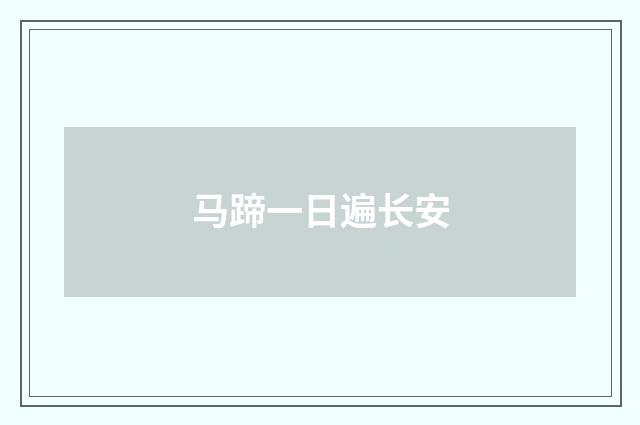 马蹄一日遍长安