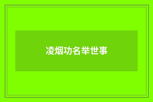 凌烟功名举世事