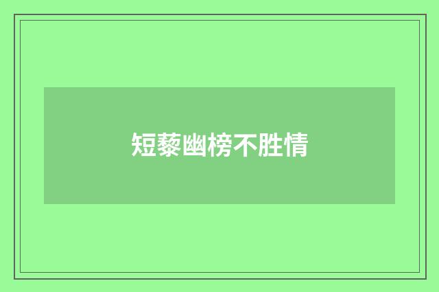 短藜幽榜不胜情