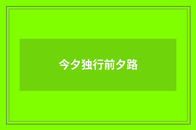 今夕独行前夕路