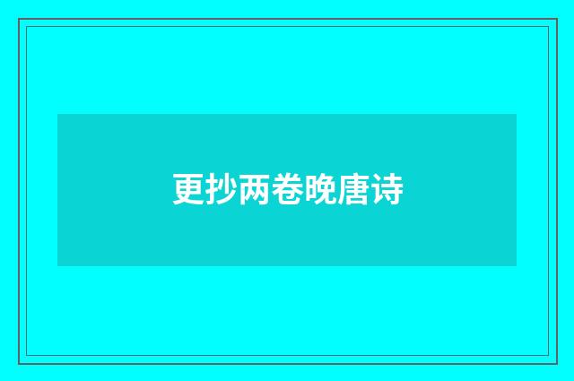 更抄两卷晚唐诗