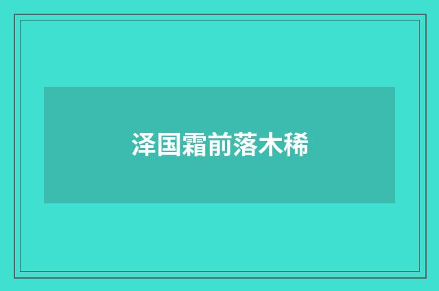 泽国霜前落木稀