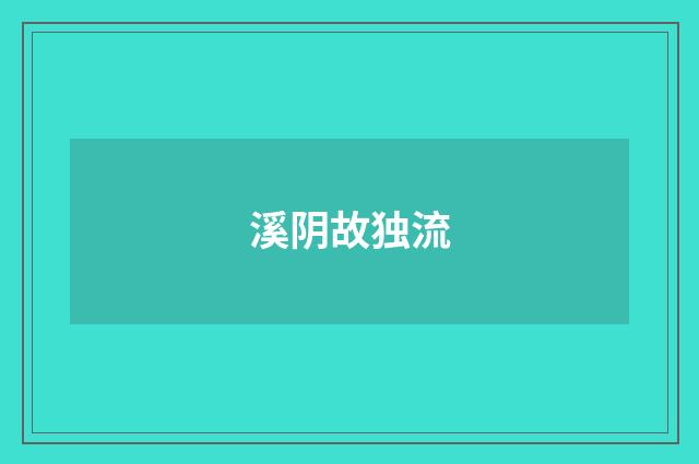溪阴故独流