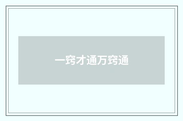 一窍才通万窍通
