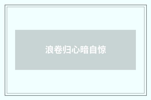 浪卷归心暗自惊