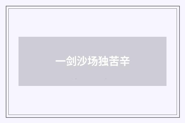 一剑沙场独苦辛