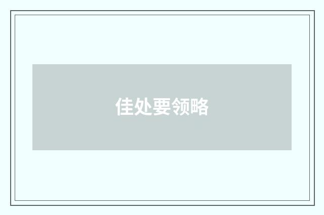 佳处要领略