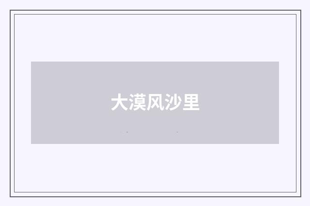 大漠风沙里