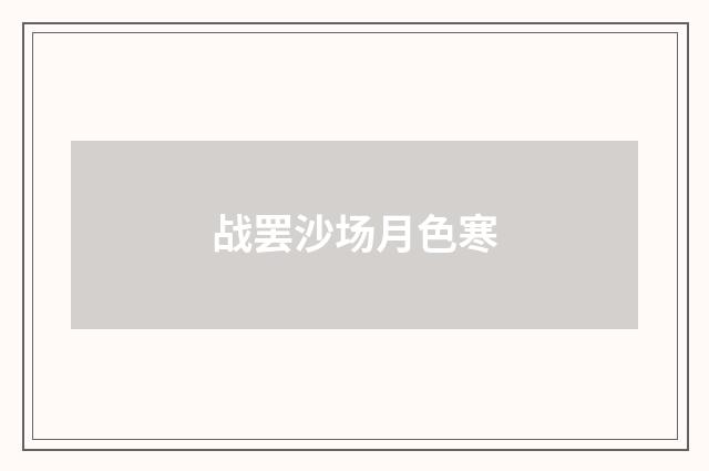 战罢沙场月色寒