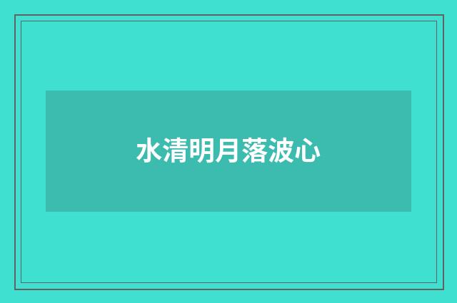 水清明月落波心