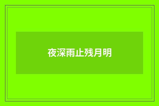 夜深雨止残月明