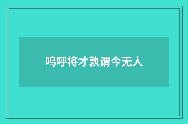呜呼将才孰谓今无人