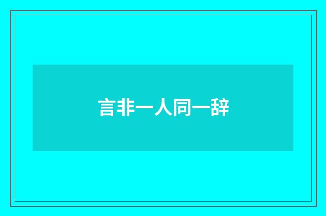 言非一人同一辞