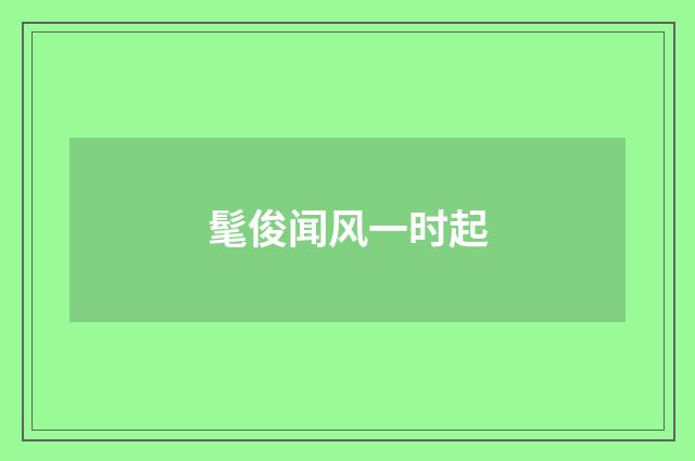 髦俊闻风一时起