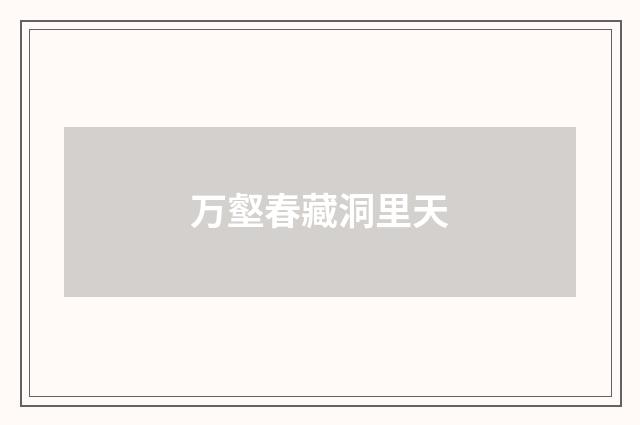 万壑春藏洞里天