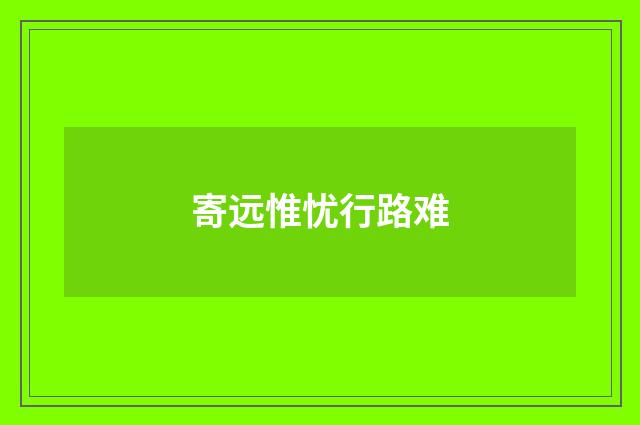 寄远惟忧行路难
