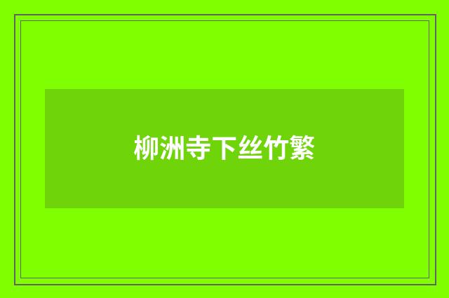 柳洲寺下丝竹繁