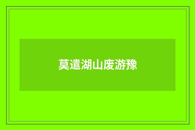 莫遣湖山废游豫