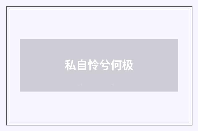 私自怜兮何极