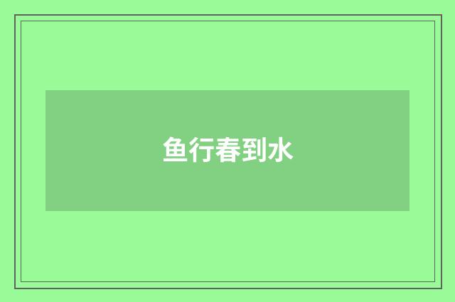 鱼行春到水