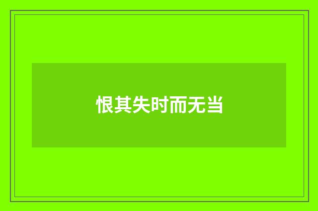 恨其失时而无当