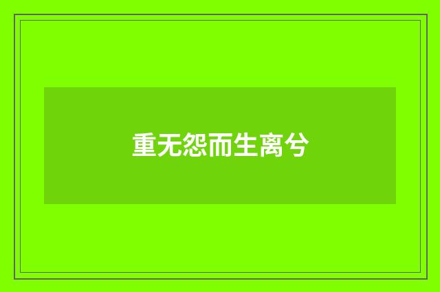 重无怨而生离兮