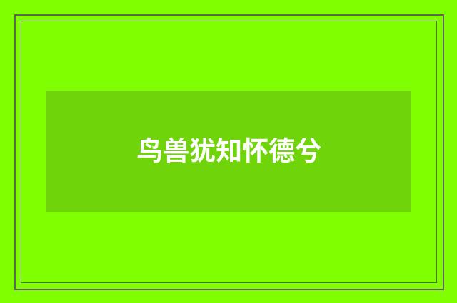 鸟兽犹知怀德兮
