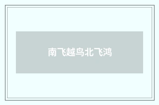南飞越鸟北飞鸿