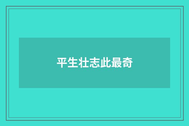平生壮志此最奇