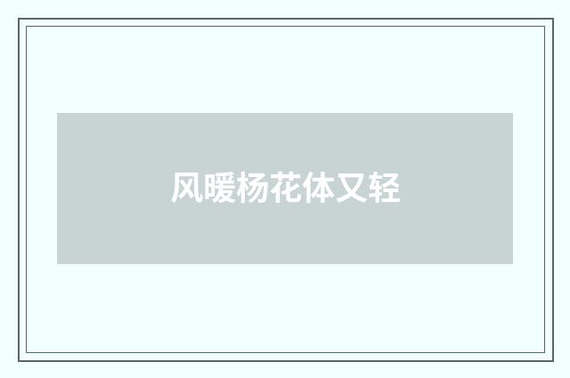 风暖杨花体又轻