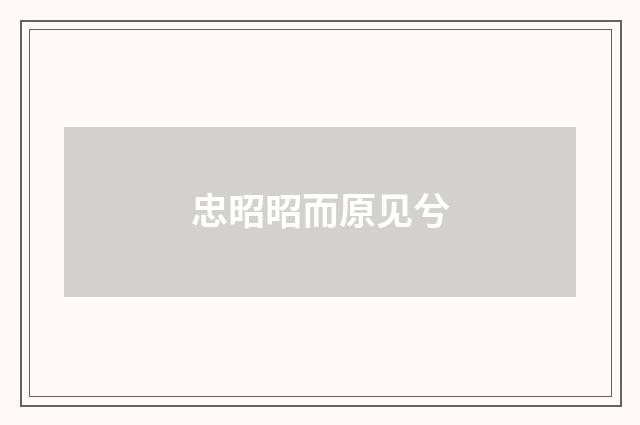 忠昭昭而原见兮