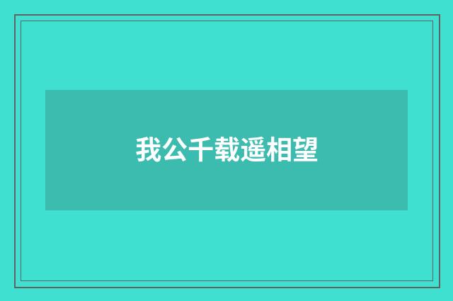 我公千载遥相望