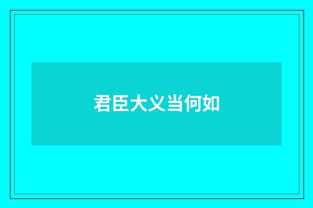 君臣大义当何如