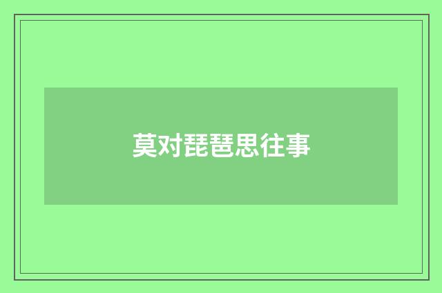 莫对琵琶思往事