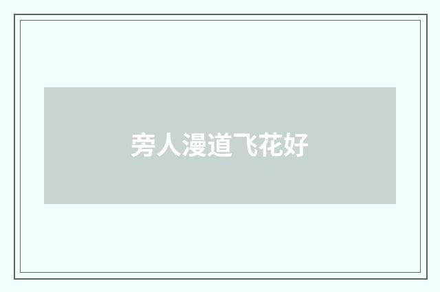 旁人漫道飞花好