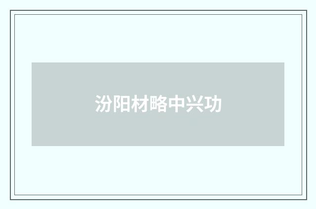 汾阳材略中兴功