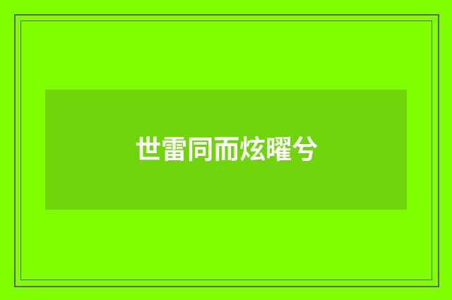 世雷同而炫曜兮
