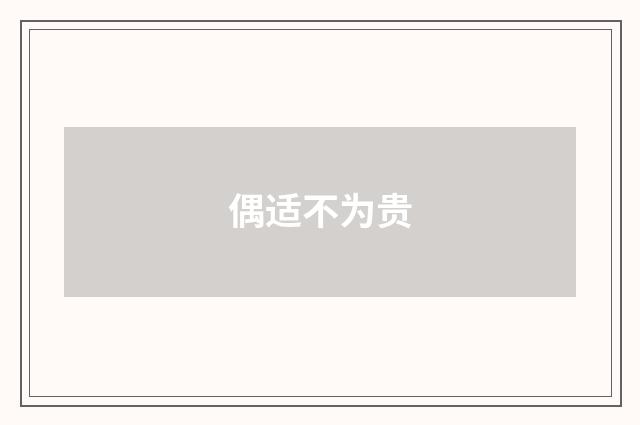 偶适不为贵