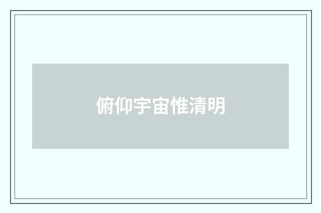 俯仰宇宙惟清明