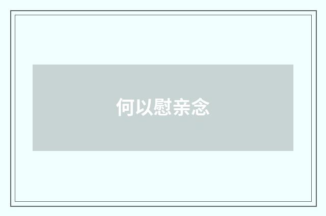 何以慰亲念