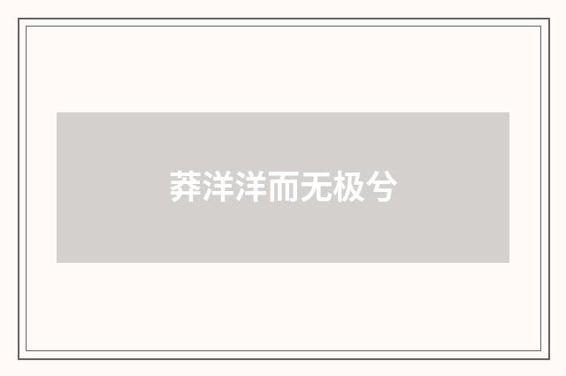 莽洋洋而无极兮