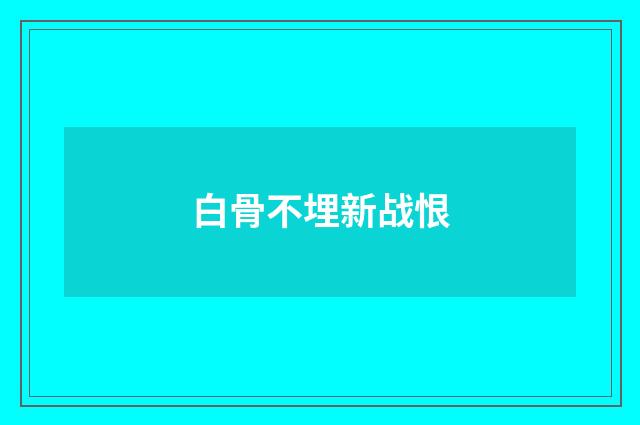 白骨不埋新战恨