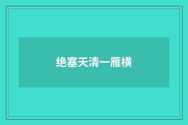 绝塞天清一雁横