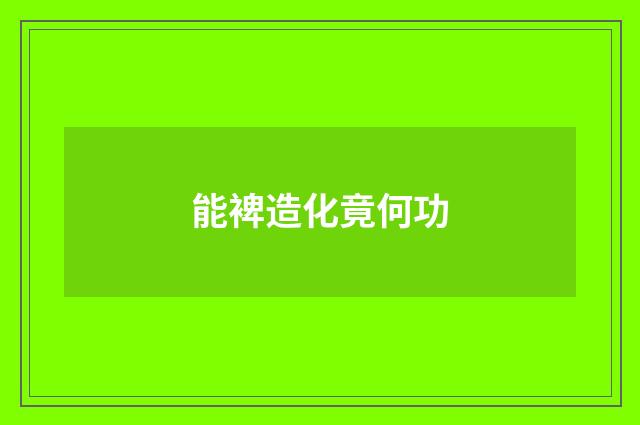 能裨造化竟何功