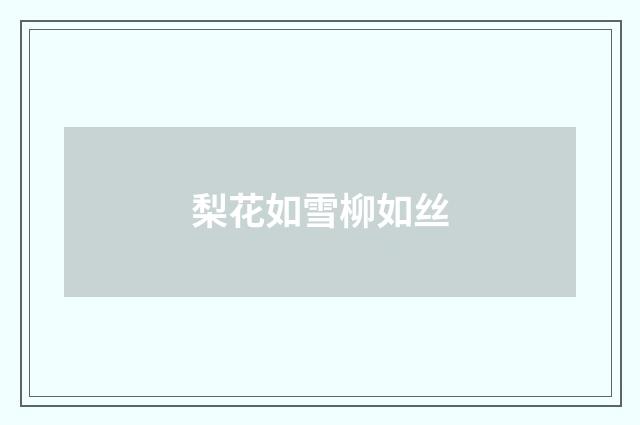 梨花如雪柳如丝