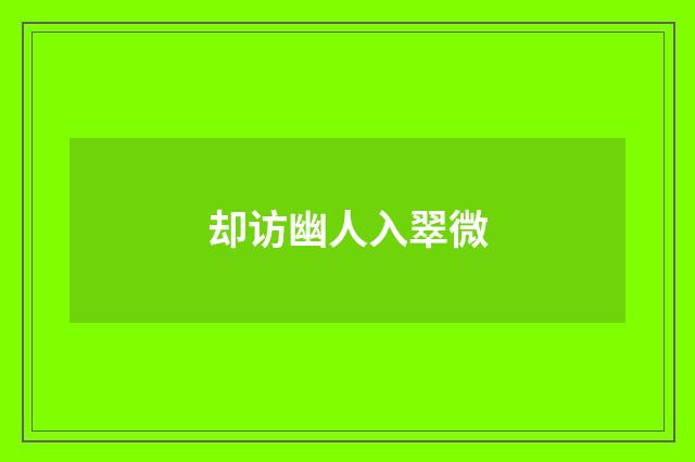 却访幽人入翠微