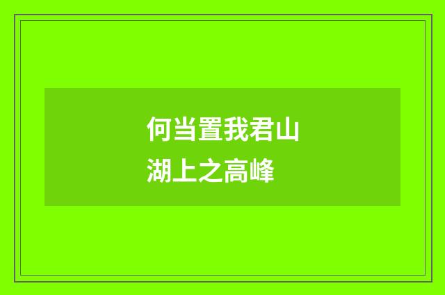 何当置我君山湖上之高峰