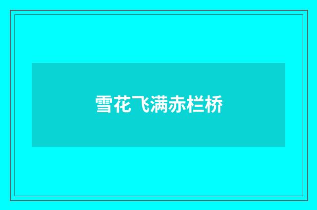 雪花飞满赤栏桥