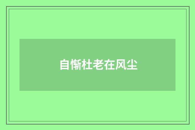 自惭杜老在风尘