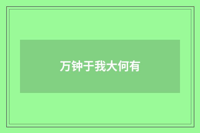 万钟于我大何有